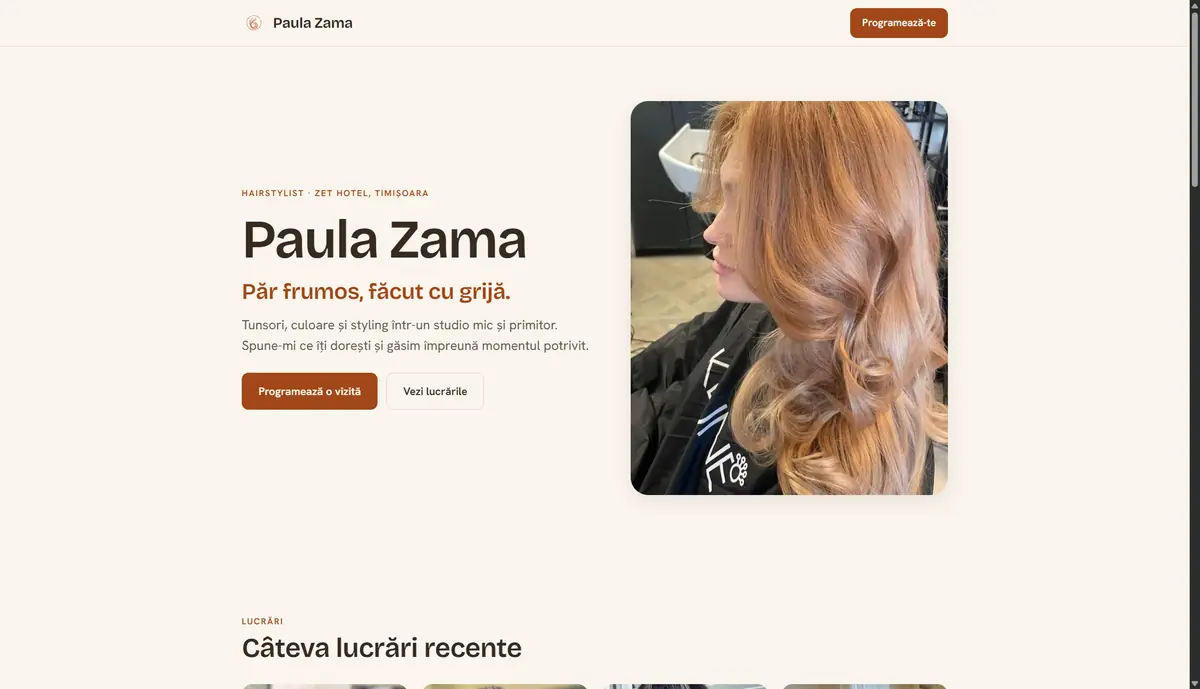 Paula Zama website homepage
